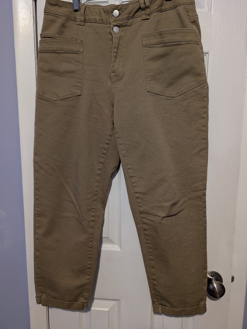 Flamingals Woman's Khaki Color Stretch Cotton Pants